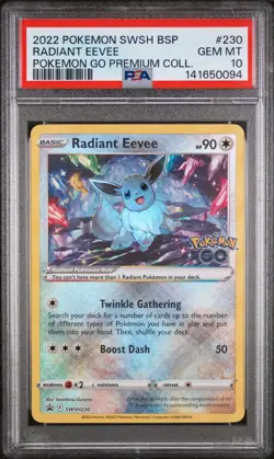 PSA 10 Radiant Eevee SWSH230 Swsh Black Star Promo POKEMON GO PREMIUM COLLECTION - Image 1