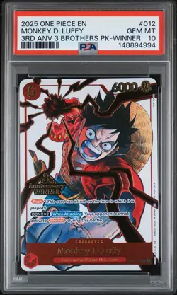 2025 ONE PIECE 3RD ANNIVERSARY WINNER 3 BROTHERS MONKEY D. LUFFY PSA 10 - Image 1