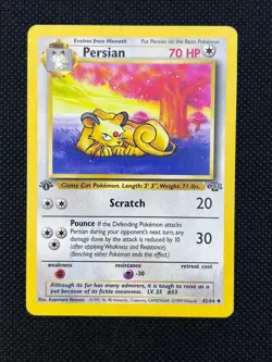 Pokemon TCG 1st Edition Persian 42/64 (HP) Uncommon Jungle 1999 WoTC - Image 1