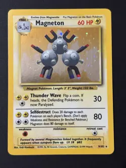 Pokemon TCG Magneton 009/102 Base Set Holo Rare 1999 HP60 Stage 1 WOTC - Image 1