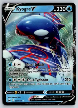 Kyogre V 037/159 Holo V Rare Crown Zenith Pokemon Near Mint - Image 1