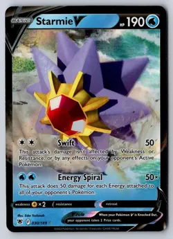 Starmie V 030/189 Holo V Rare Astral Radiance Pokemon - Image 1