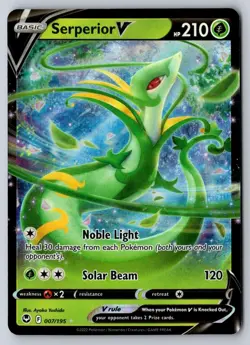 Serperior V 007/195 Holo V Rare Silver Tempest Pokemon - Image 1