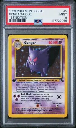 1999 POKEMON FOSSIL 1ST EDITION #5 GENGAR-HOLO PSA 9 - Image 1