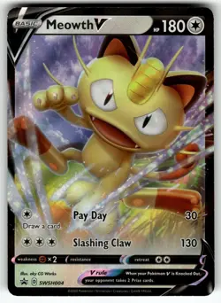 Meowth V SWSH004 Holo Promo Sword & Shield Promo Pokemon Near Mint - Image 1