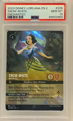 Disney Lorcana Snow White "Well Wishes" 206/204 Enchanted PSA 10 - Image 1