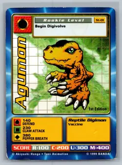 Digimon CCG Agumon #ST-01 1st Edition Card USED READ TCG - Image 1
