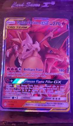 Pokemon TCG Charizard & Braixen GX TAG TEAM 22/236 Sm-Cosmic Eclipse Holo - Image 1