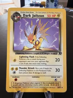 Dark Jolteon 38/82 Team Rocket Uncommon Vintage Pokemon Card WOTC 2000 LP - Image 1