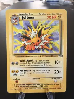 Jolteon 20/64 Jungle Set Vintage Pokemon Card Non-Holo Rare WOTC 1999 LP - Image 1