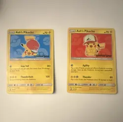 Ash's Pikachu Promo Lot 2 Cards SM109 SM110 Sun & Moon Promo Pokemon TCG - Image 1