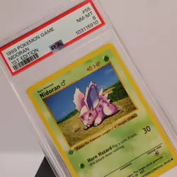 Pokemon TCG - Nidoran M 55/102 Base Set Common 1st Edition - PSA 8 NM/MT - Image 1