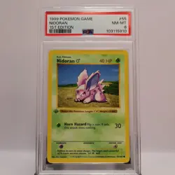 Pokemon TCG - Nidoran M 55/102 Base Set Common 1st Edition - PSA 8 NM/MT - Image 2