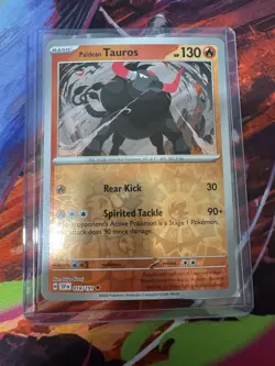 2024 Pokemon Surging Sparks - Paldean Tauros Reverse Fire Holo 18/191 SKU:864 - Image 1
