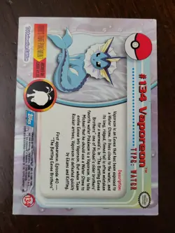 DMG! VAPOREON #134 TOPPS POKEMON SERIES 3 TV ANIMATION EDITION - Image 2