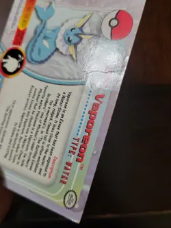 DMG! VAPOREON #134 TOPPS POKEMON SERIES 3 TV ANIMATION EDITION - Image 3