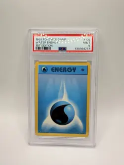 Pokemon TCG Base Set Shadowless Water Energy 1st Ed 102/102 PSA 9 - Image 1