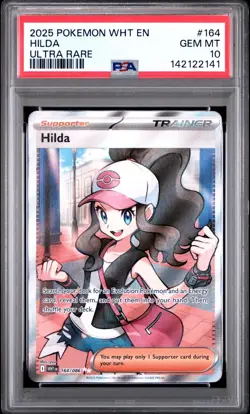 2025 POKEMON WHT EN-WHITE FLARE ULTRA RARE #164 HILDA PSA 10 - Image 1