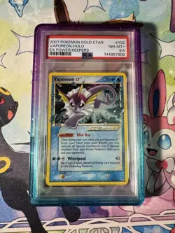 2007 POKEMON EX POWER KEEPERS GOLD STAR #102 VAPOREON-HOLO PSA 8.5 - Image 1