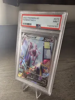2022 Pokemon Go Mewtwo v Full Art Alternate Art PSA 9 Mint Graded 072/078 - Image 1
