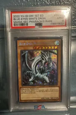 Yugioh PSA 9 Blue-Eyes White Dragon MAMA-EN104 Secret Pharaoh's Rare 1st S#4266 - Image 2