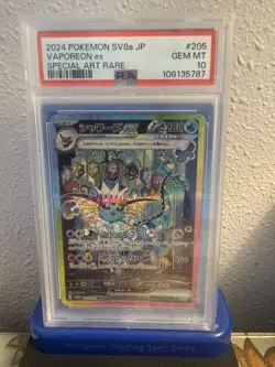 Pokemon PSA 10 Vaporeon ex 205/187 SV8a Terastal Fest Ex SAR JP Holo - Image 1