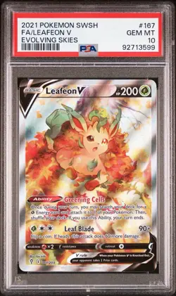 2021 POKEMON SWORD & SHIELD EVOLVING SKIES #167 FULL ART/LEAFEON V PSA 10 - Image 1