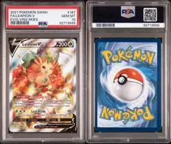 2021 POKEMON SWORD & SHIELD EVOLVING SKIES #167 FULL ART/LEAFEON V PSA 10 - Image 3
