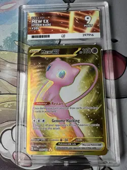 ACE 9 Pokemon Mew EX 205/165 Gold 151 English Graded Card Matching Label - Image 1
