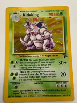 Pokemon Nidoking 11/130 Holo Rare Base Set 2 WOTC Vintage 1999-2000 HP/DMG - Image 1