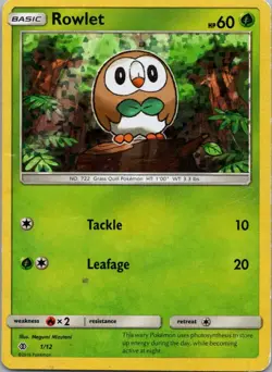 Pokemon TCG Rowlet 1/12 McDonalds Collection 2017 Holo D - Image 1