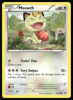 Meowth 67/108 Common Roaring Skies Pokemon Lightly Played - Image 1