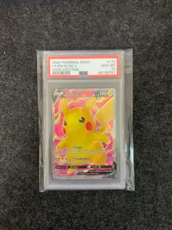 2020 PIKACHU V VIVID VOLTAGE # 170 POKEMON SWORD & SHIELD VIVID VOLTAGE PSA 10! - Image 1