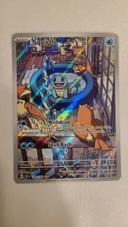 Pokemon TCG Squirtle Stellar Crown Illustration Card 148/142 Near Mint Condition - Image 1