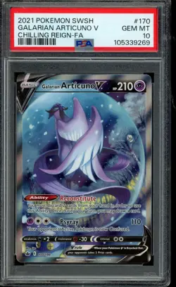 Pokemon Galarian Articuno V Full Art Holo Chilling Reign PSA 10 170/198 - Image 1