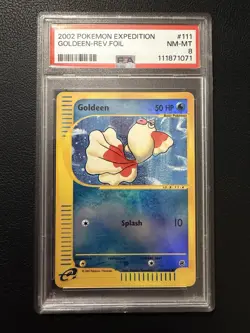 Pokemon Goldeen Expedition Reverse Holo #111 PSA 8 - Image 1