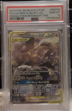2019 P.M SM BLACK STAR Lucario & Melmetal GX SM192 Holo TAG TEAM Promo PSA 10 - Image 1