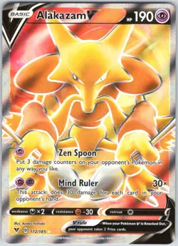 Alakazam V 172/185 Ultra Rare Vivid Voltage Pokemon NM - Image 1