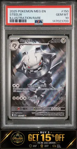 2025 POKEMON MEG EN-MEGA EVOLUTION ILLUSTRATION RARE #150 STEELIX PSA 10 - Image 1