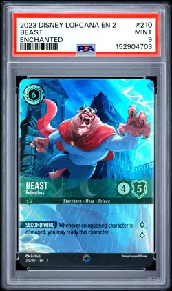2023 DISNEY LORCANA EN 2-RISE OF THE FLOODBORN #210 BEAST - RELENTLESS PSA 9 - Image 1