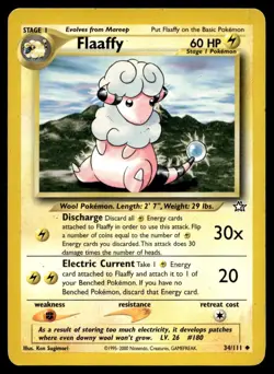 Flaaffy 34/111 Pokemon Card Neo Genesis Uncommon 60 HP Lightly Played LG - Image 1