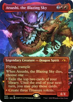 NM+ FOIL MTG Atsushi, the Blazing Sky Borderless Kamigawa #410 Magic Card - Image 1