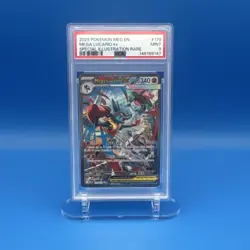 2025 Pokemon MEG EN-MEGA EVOLUTION #179 MEGA LUCARIO EX SIR HOLO PSA 9 - Image 1