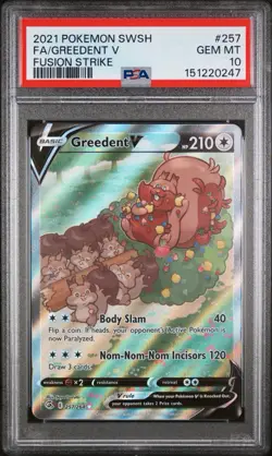 2021 POKEMON SWORD & SHIELD FUSION STRIKE #257 FULL ART/GREEDENT V PSA 10 - Image 1