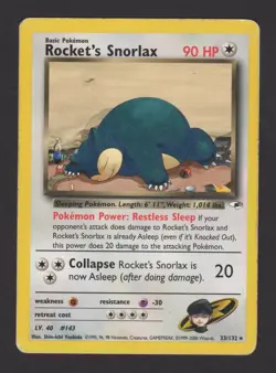 Rocket's Snorlax Holo Gym Heroes 33/132 - Pokemon Card ENG 2000 - Image 1