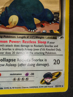 Rocket's Snorlax Holo Gym Heroes 33/132 - Pokemon Card ENG 2000 - Image 3