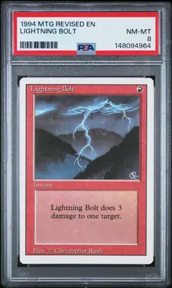 1994 MAGIC THE GATHERING REVISED EDITION LIGHTNING BOLT PSA 8 - Image 1