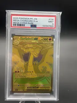 2025 POKEMON PFL EN MEGA CHARIZARD X ex MEGA GOLD HYPER RARE #130 PSA 9 MINT - Image 2