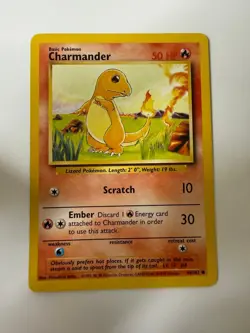 Charmander 46/102 Common Base Set Unlimited Pokemon Lightly Played - Image 1
