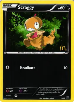 Pokemon TCG Scraggy 10/12 McDonald's Confetti Holo Promo LP - Image 1